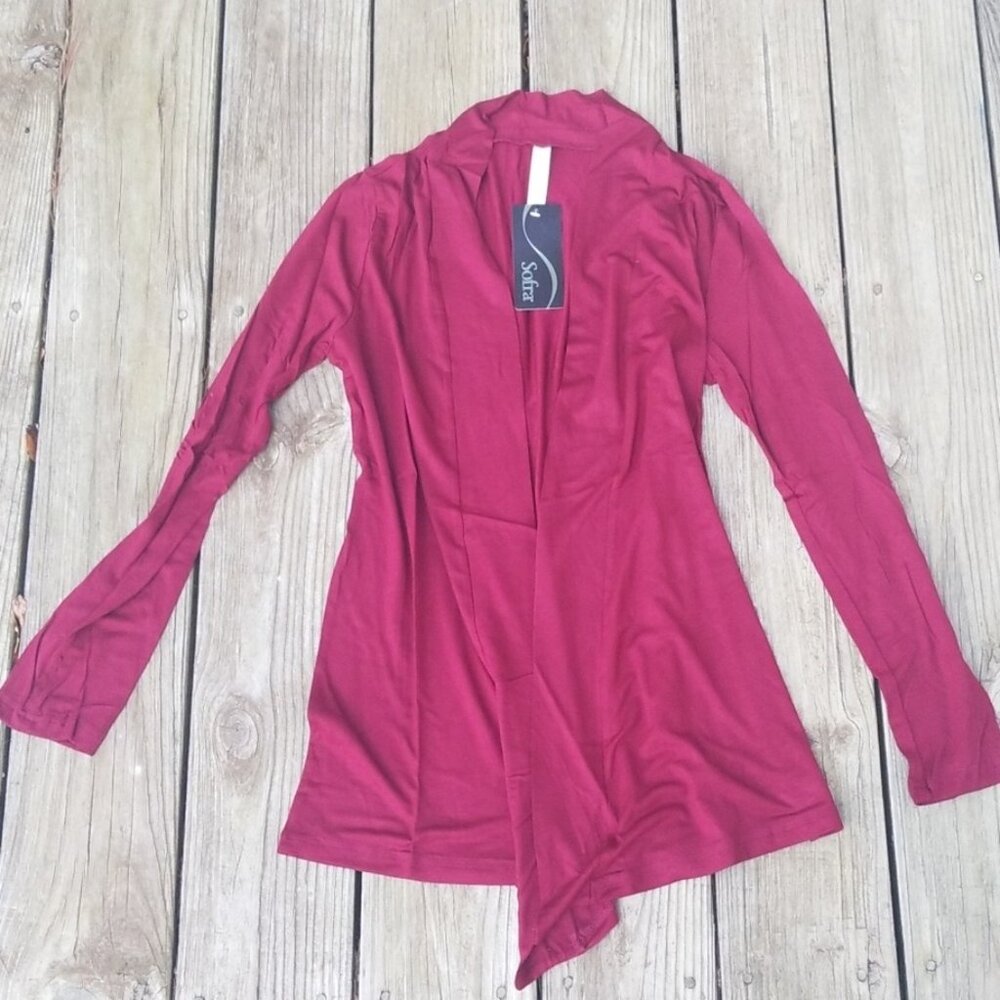 Sofra perfect lightweight rayon cardigan burgundy red